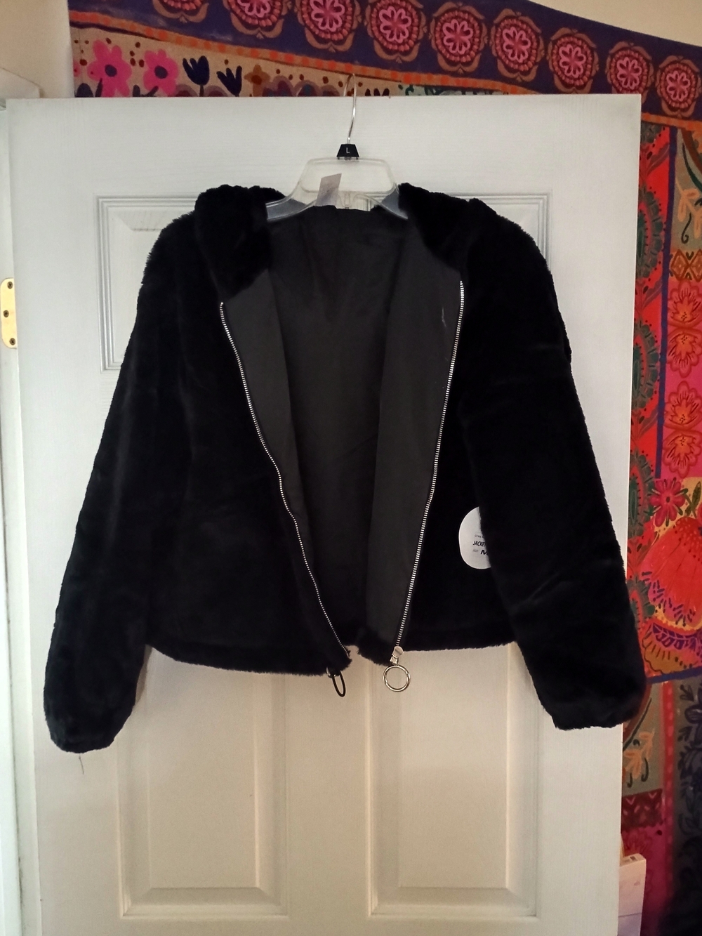 Black Faux Fur Hooded Jacket - Women